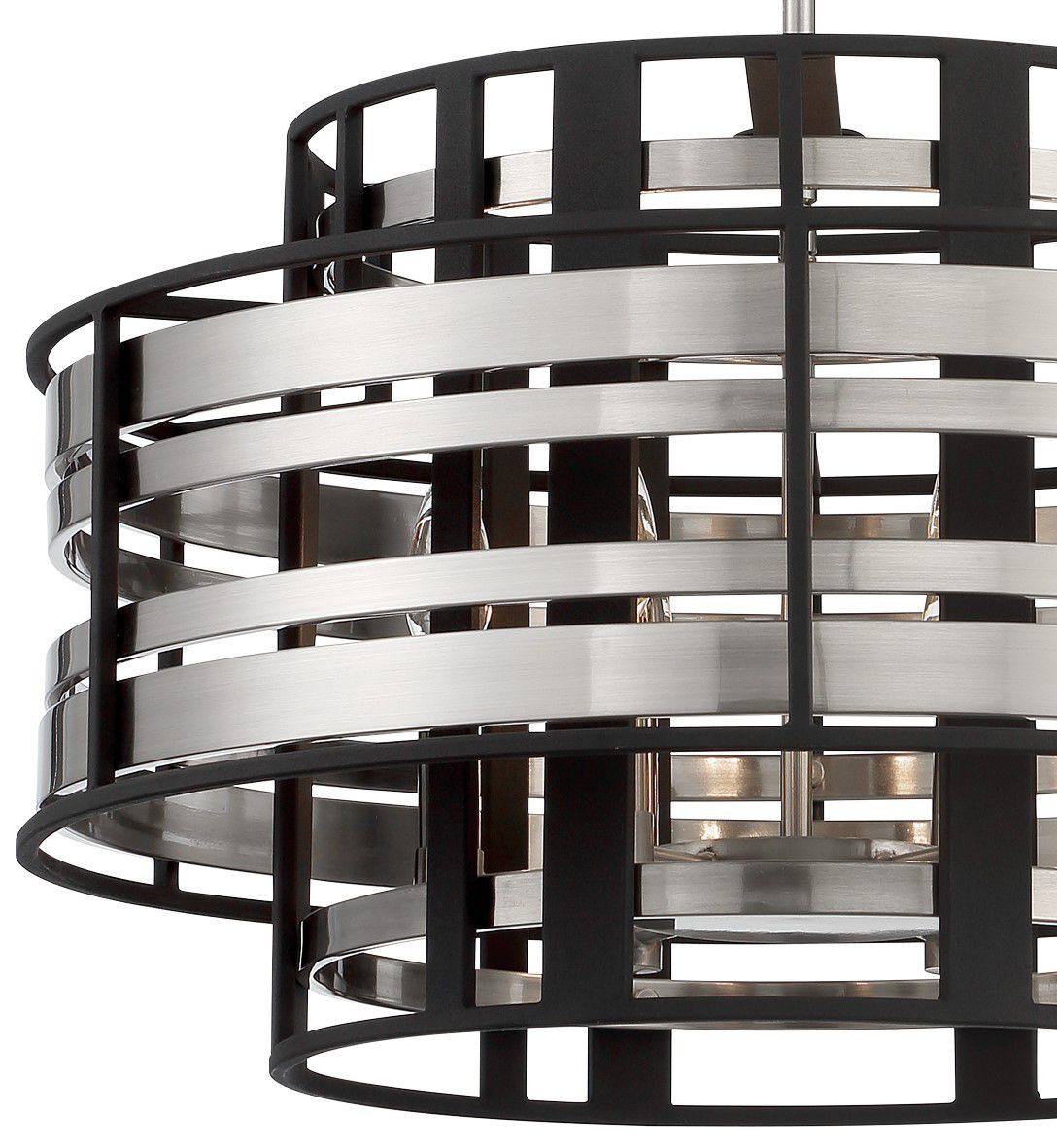 Image 2 Metropolitan Presten 6-Light 22.5-in Brushed Nickel and Black Pendant more views