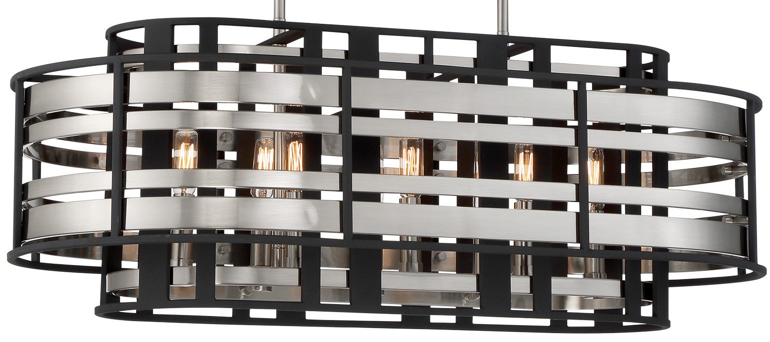 Image 3 Metropolitan Presten 8-Light Brushed Nickel and Sand Coal Linear Chandelier more views