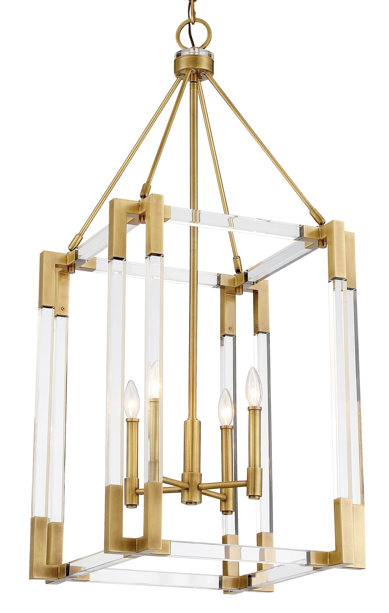 Image 4 Metropolitan Prima Vista 4-Lt 19.25-in Antique Brass Pendant with Accents more views