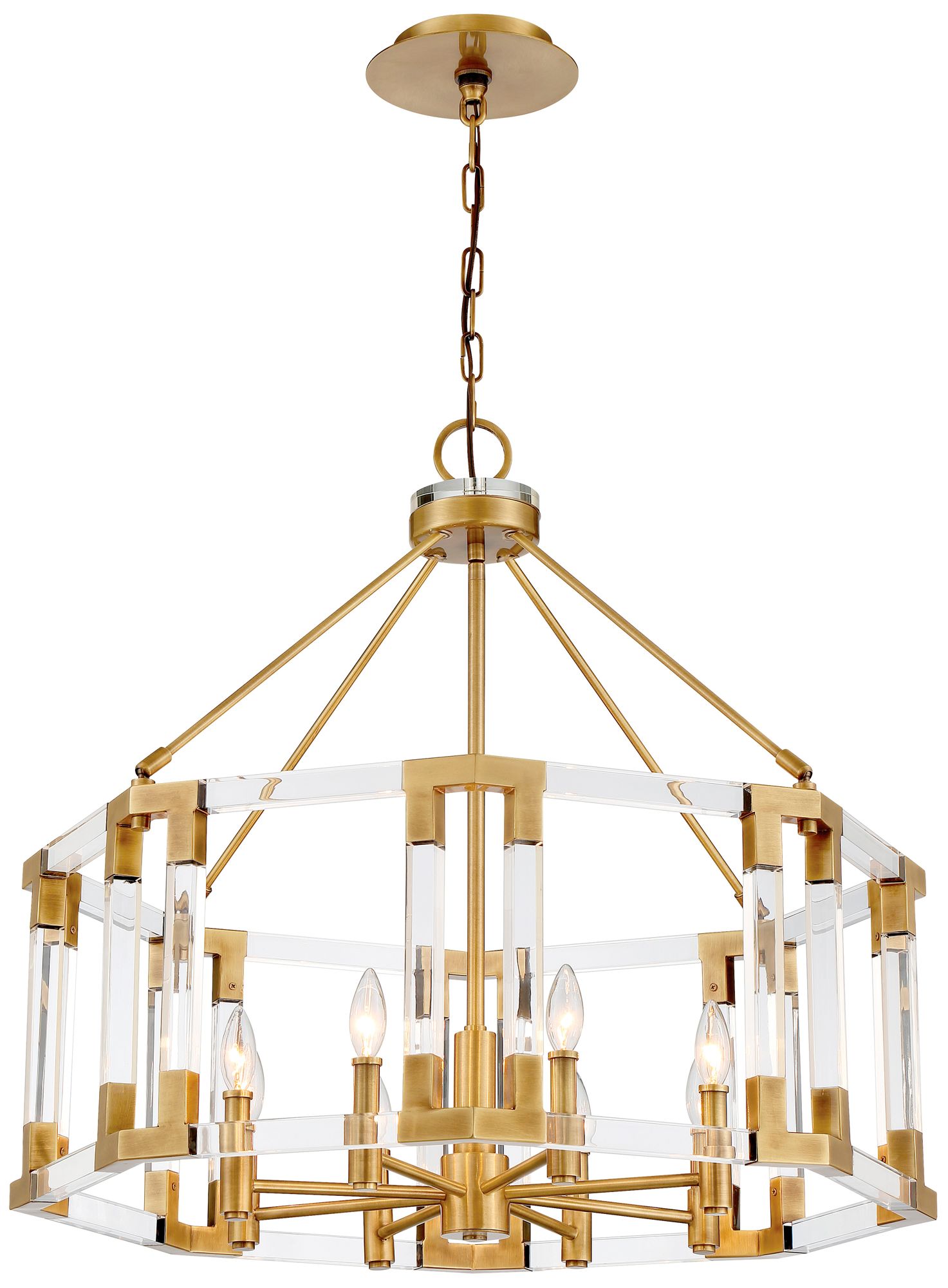 Metropolitan Prima Vista 8-Lt 31.38in Antique Brass Chandelier with Accents