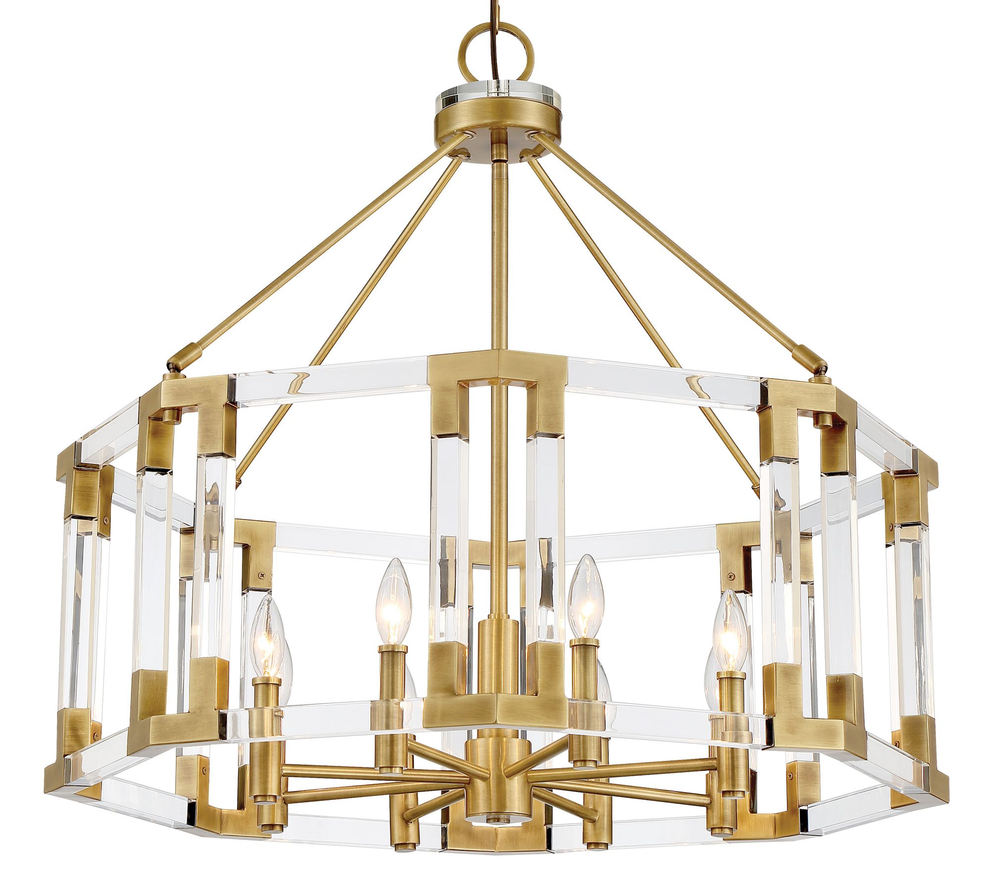 Image 4 Metropolitan Prima Vista 8-Lt 31.38in Antique Brass Chandelier with Accents more views