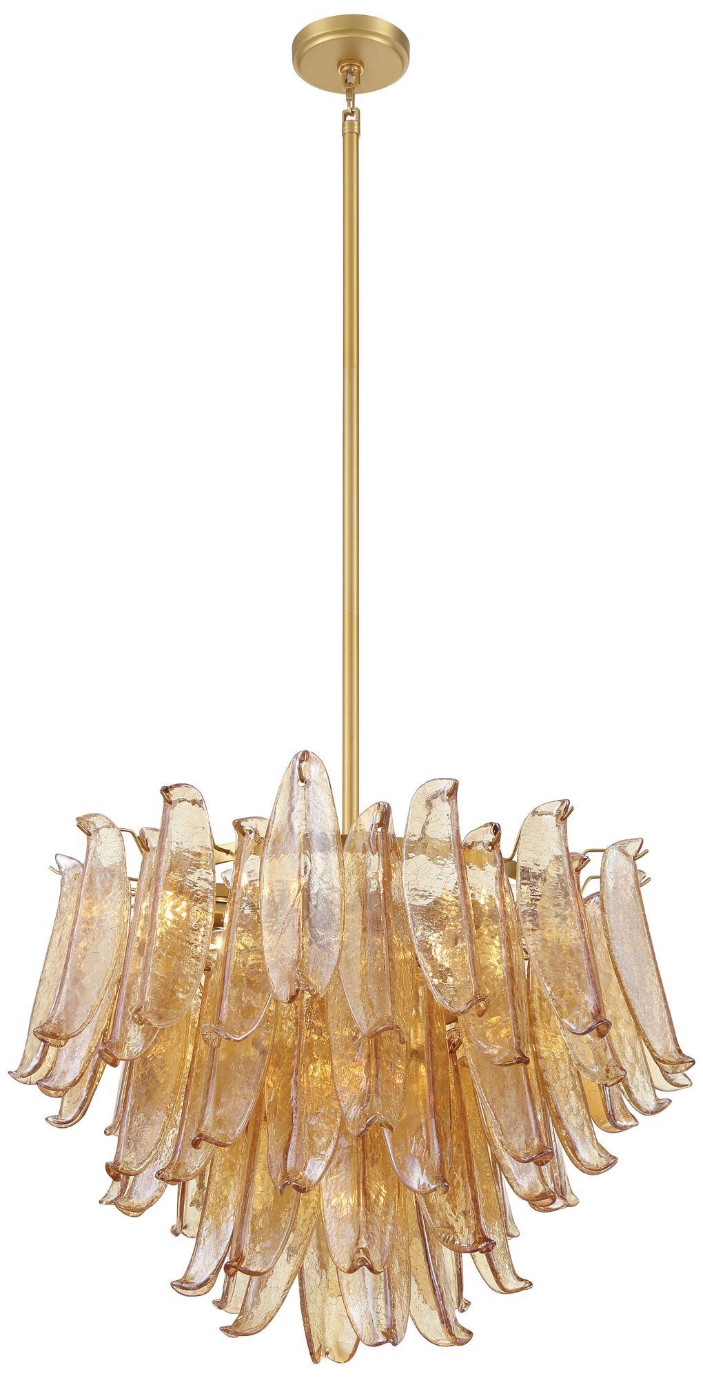 Metropolitan Regent 13-Lt 28.25in Brass Chandelier with Amber Crackle Glass