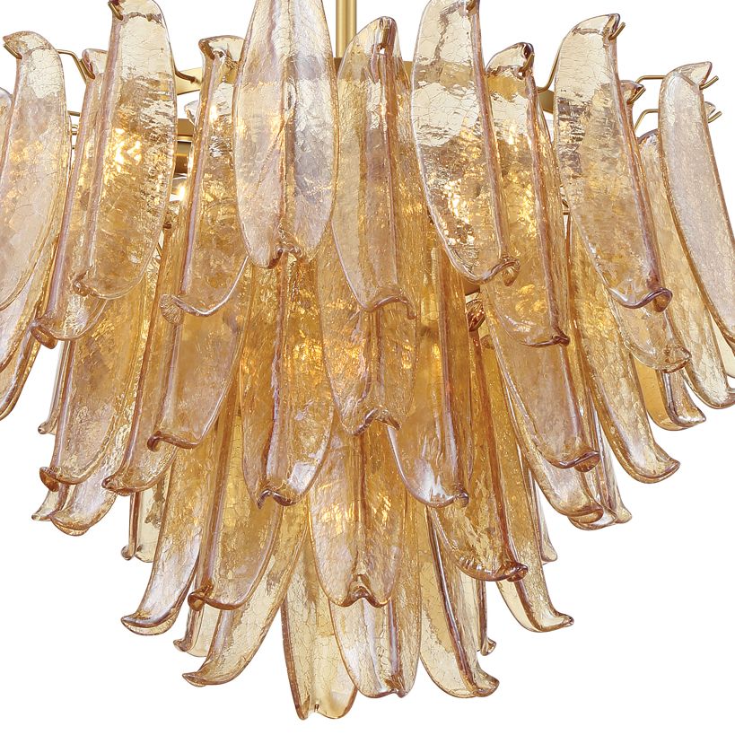 Image 2 Metropolitan Regent 13-Lt 28.25in Brass Chandelier with Amber Crackle Glass more views