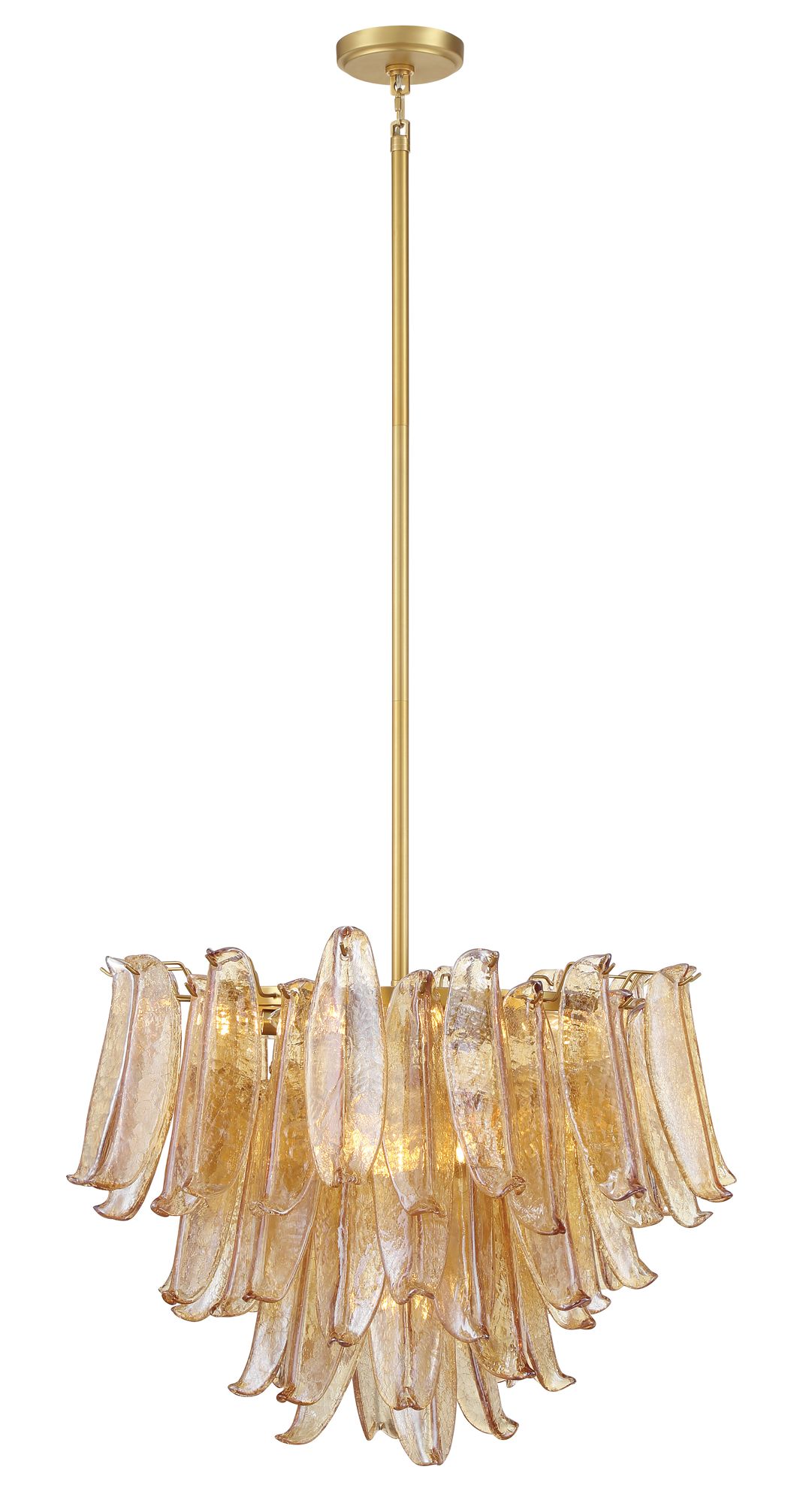 Image 3 Metropolitan Regent 13-Lt 28.25in Brass Chandelier with Amber Crackle Glass more views