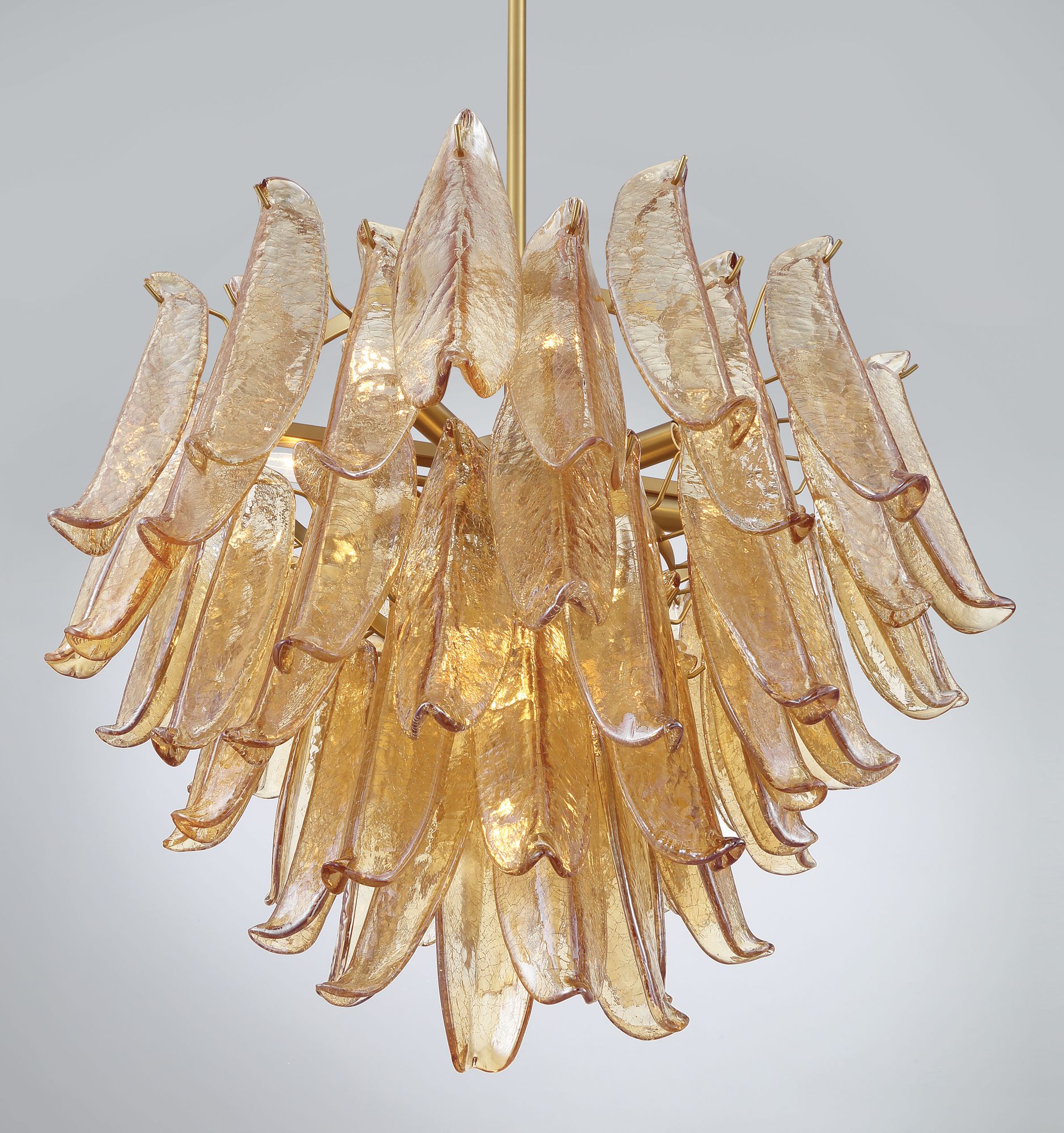 Image 4 Metropolitan Regent 13-Lt 28.25in Brass Chandelier with Amber Crackle Glass more views