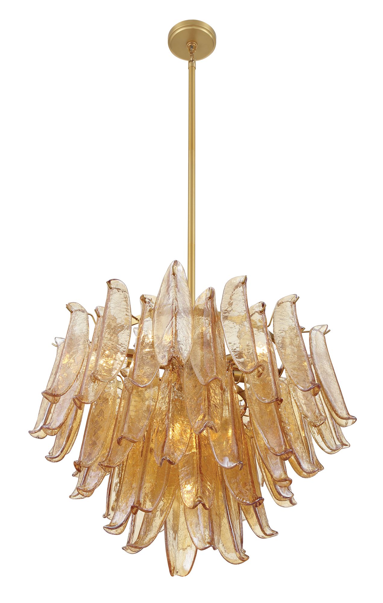 Image 6 Metropolitan Regent 13-Lt 28.25in Brass Chandelier with Amber Crackle Glass more views