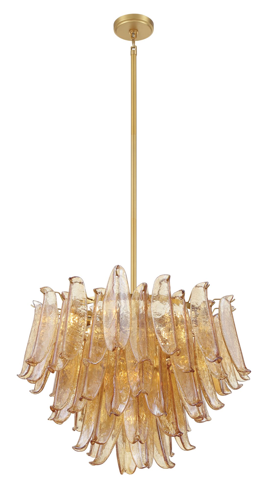 Image 7 Metropolitan Regent 13-Lt 28.25in Brass Chandelier with Amber Crackle Glass more views