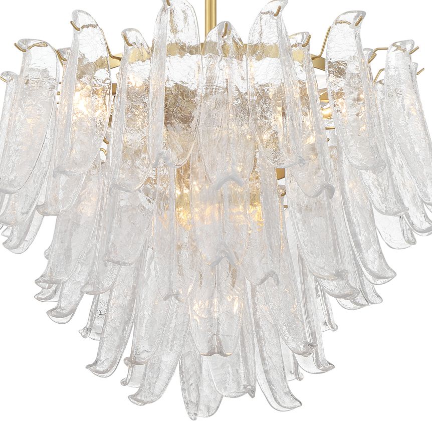 Image 2 Metropolitan Regent 13-Lt 28.25in Brass Chandelier with Clear Crackle Glass more views