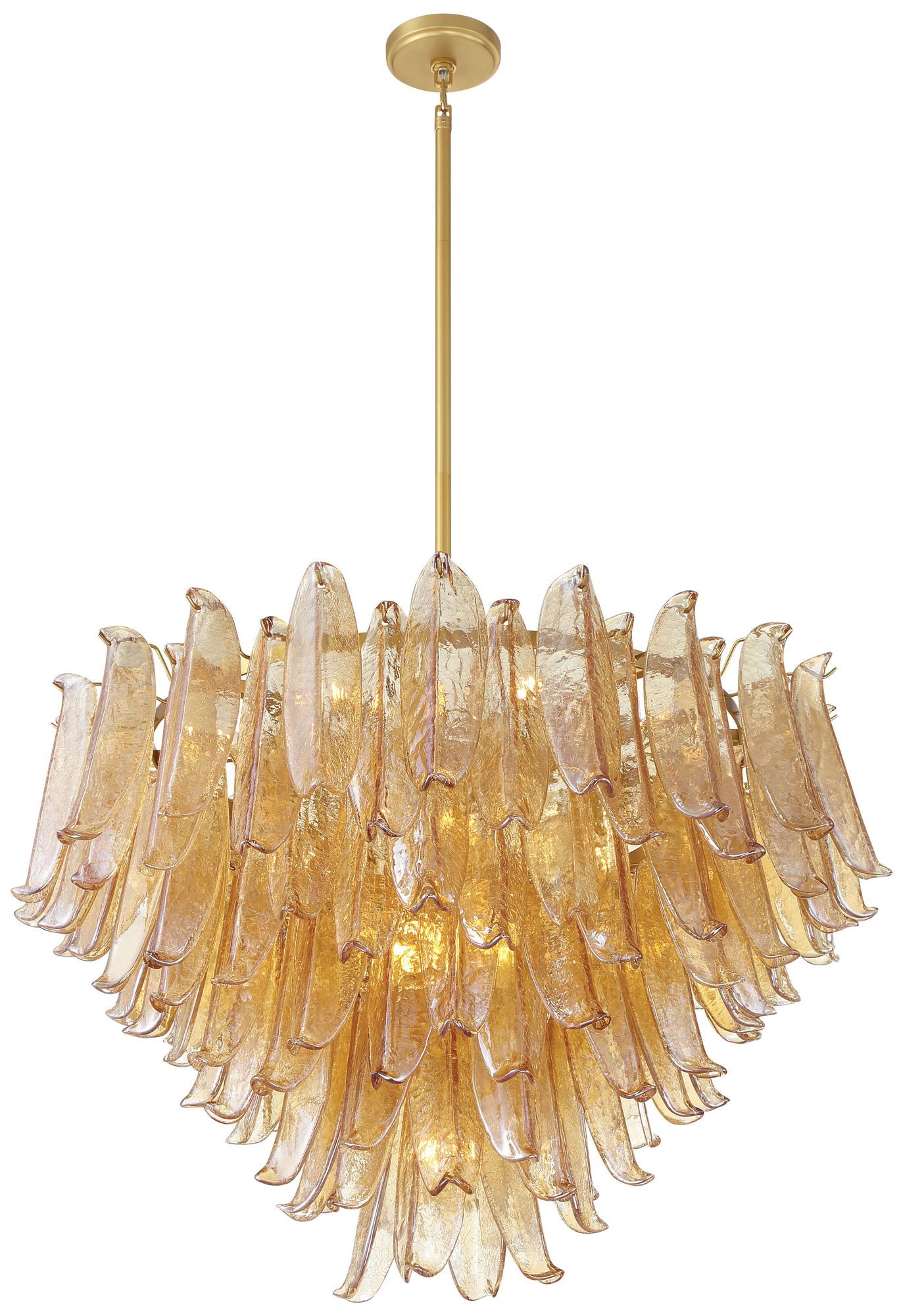 Metropolitan Regent 17-Lt 36.75in Brass Chandelier with Amber Crackle Glass