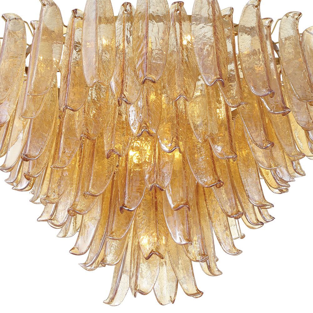 Image 2 Metropolitan Regent 17-Lt 36.75in Brass Chandelier with Amber Crackle Glass more views