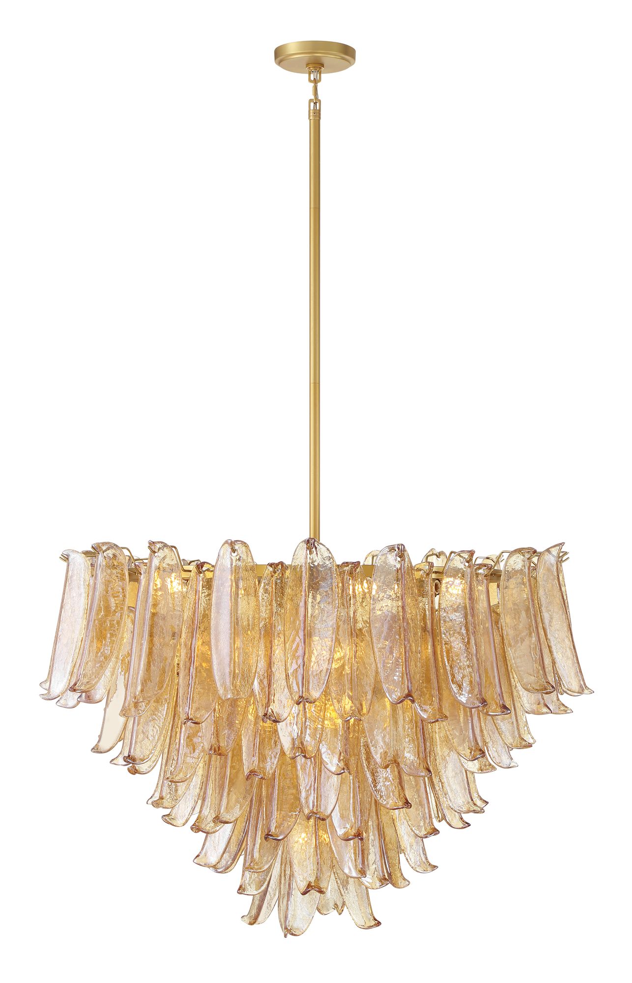 Image 3 Metropolitan Regent 17-Lt 36.75in Brass Chandelier with Amber Crackle Glass more views