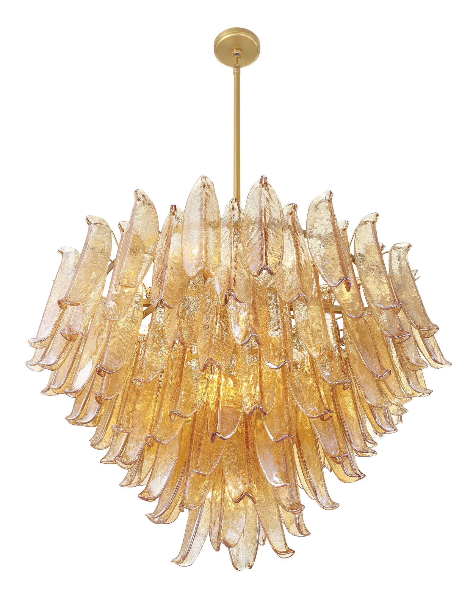 Image 5 Metropolitan Regent 17-Lt 36.75in Brass Chandelier with Amber Crackle Glass more views