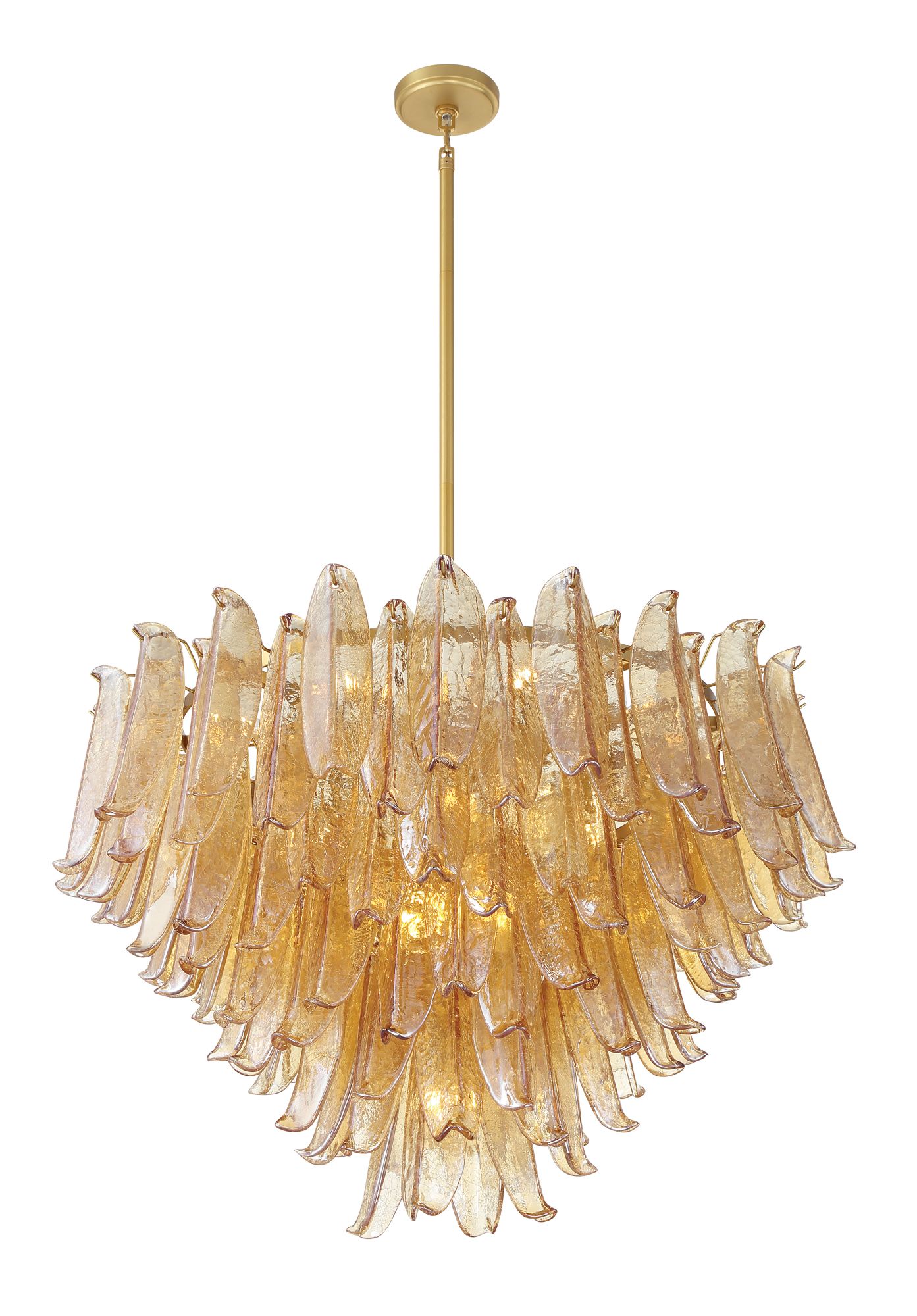 Image 6 Metropolitan Regent 17-Lt 36.75in Brass Chandelier with Amber Crackle Glass more views