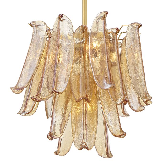 Image 2 Metropolitan Regent 4-Lt 17.75-in Brass Chandelier with Amber Crackle Glass more views