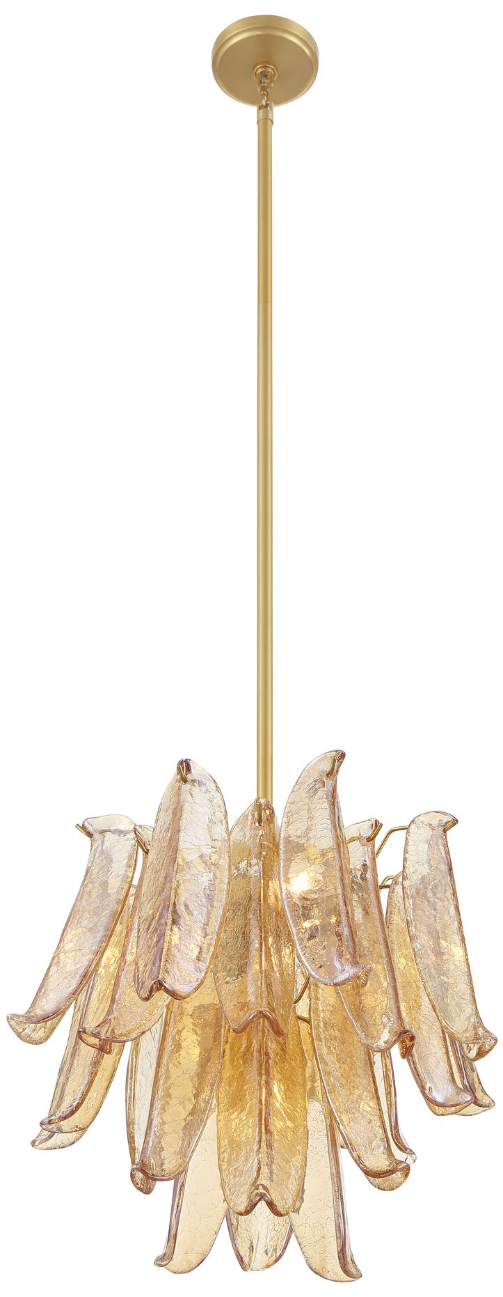 Image 5 Metropolitan Regent 4-Lt 17.75-in Brass Chandelier with Amber Crackle Glass more views