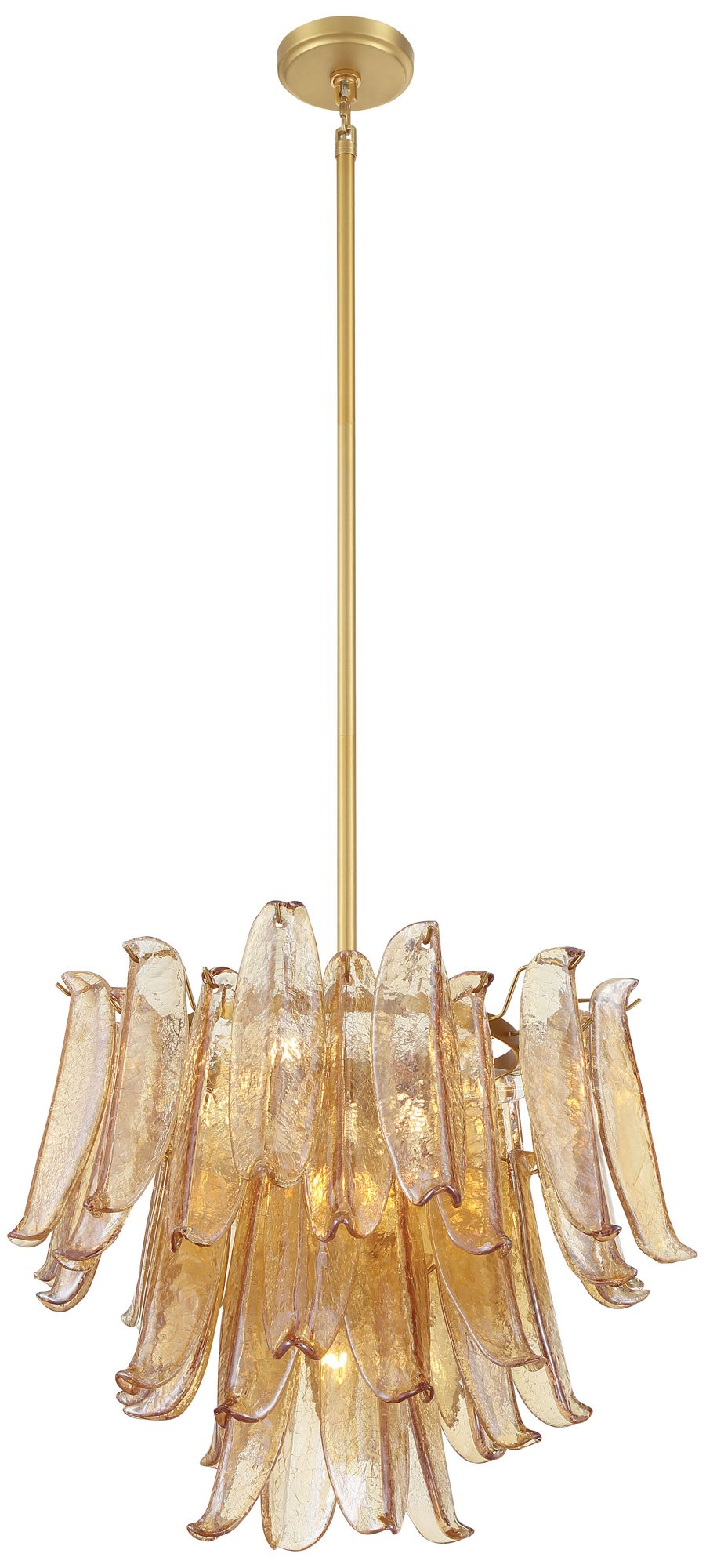 Metropolitan Regent 9-Lt 23-in Brass Chandelier with Amber Crackle Glass