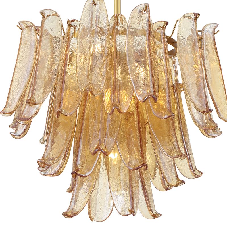 Image 2 Metropolitan Regent 9-Lt 23-in Brass Chandelier with Amber Crackle Glass more views
