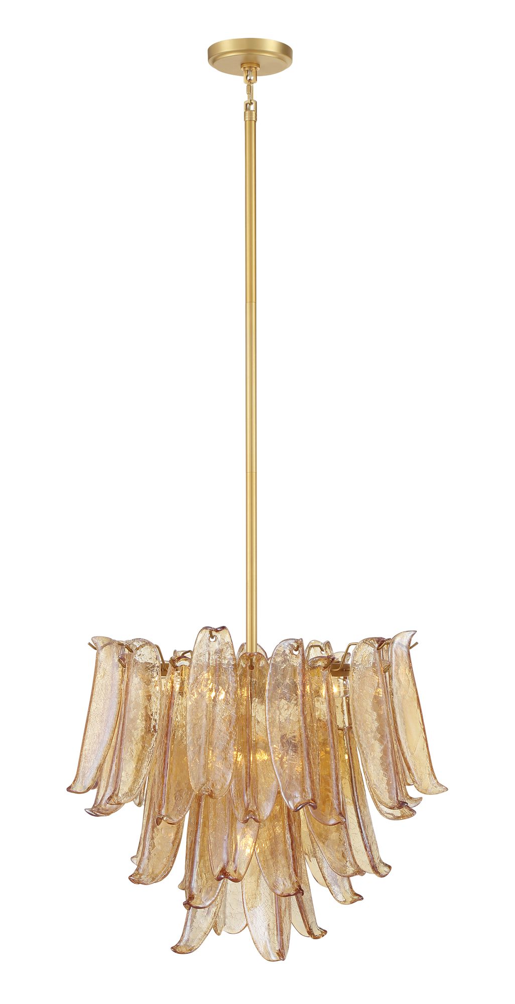 Image 3 Metropolitan Regent 9-Lt 23-in Brass Chandelier with Amber Crackle Glass more views