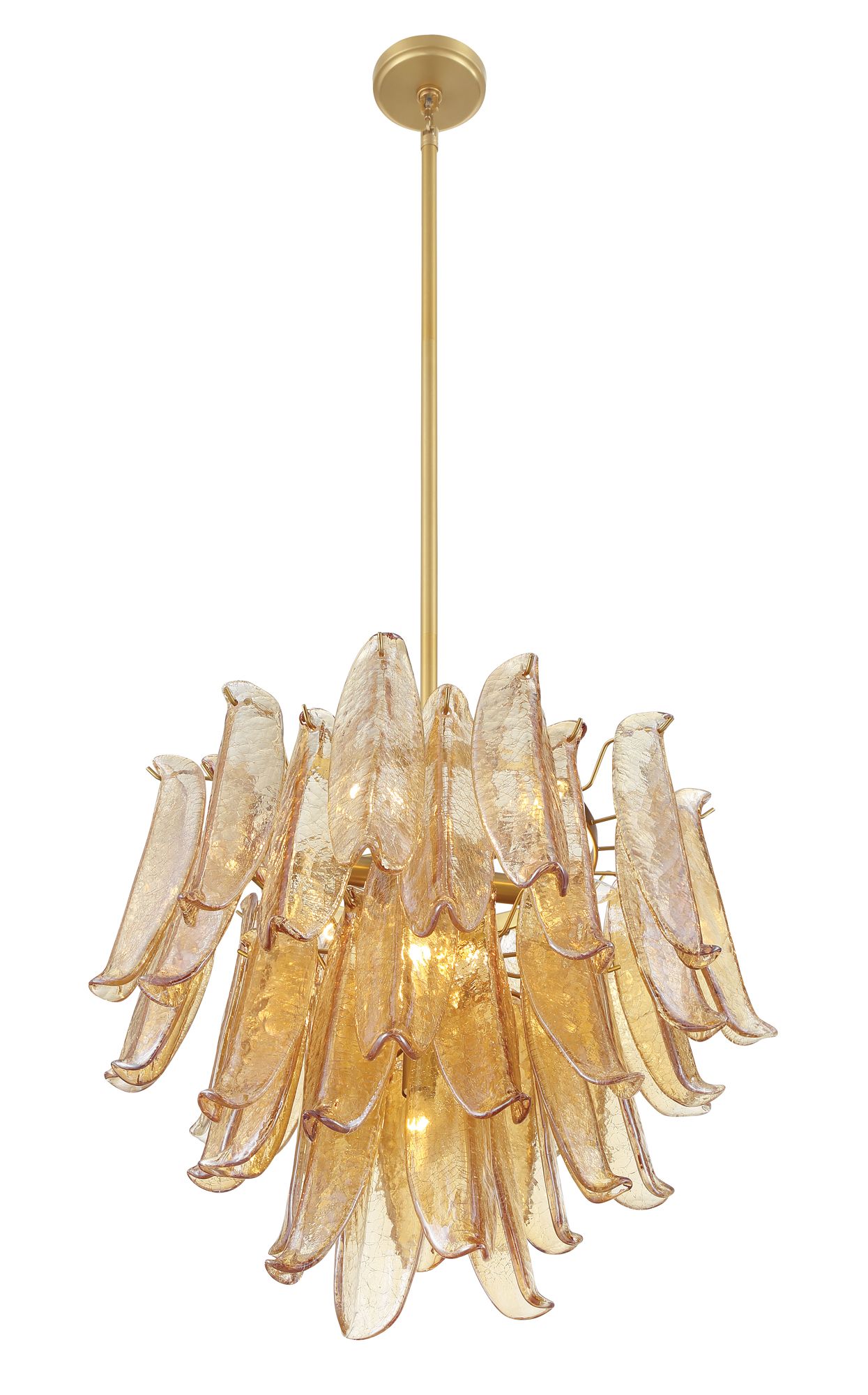 Image 5 Metropolitan Regent 9-Lt 23-in Brass Chandelier with Amber Crackle Glass more views