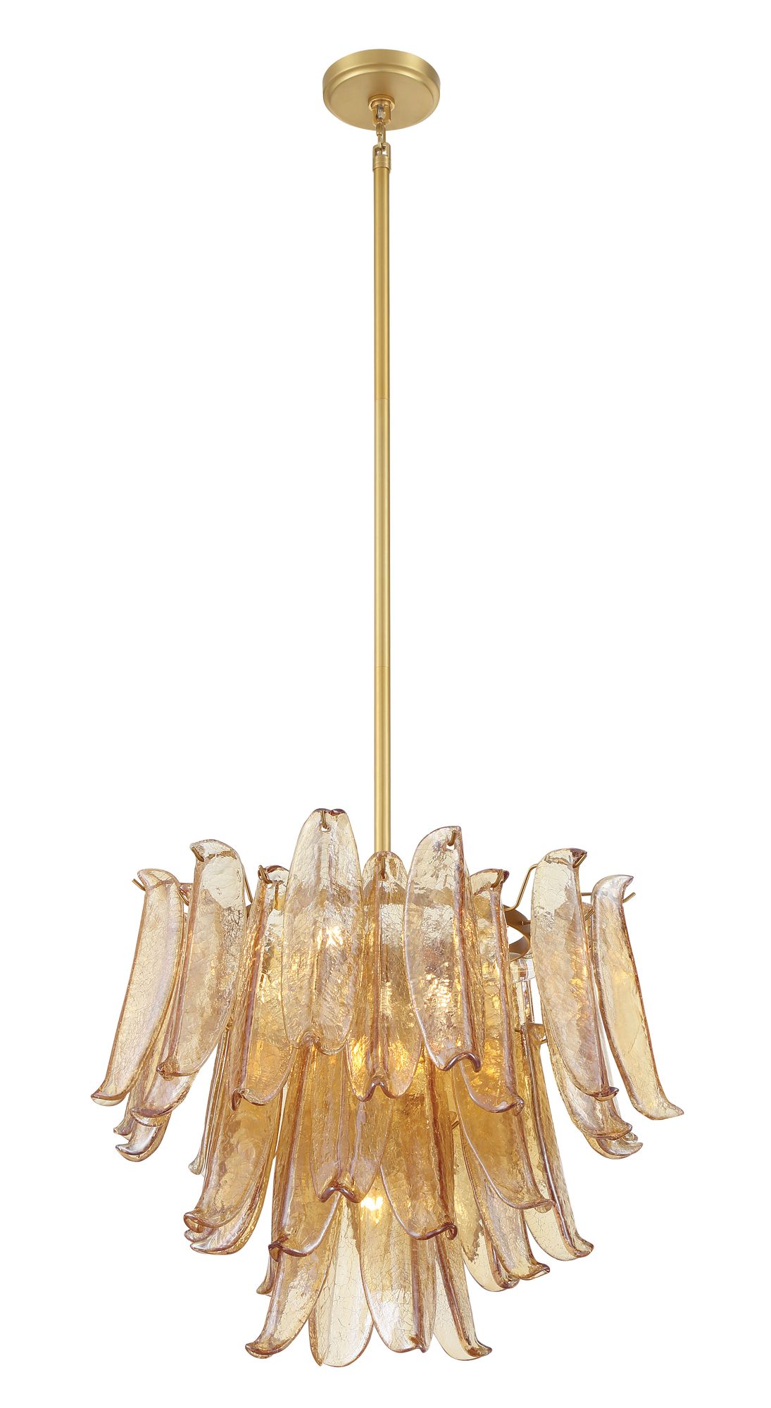 Image 6 Metropolitan Regent 9-Lt 23-in Brass Chandelier with Amber Crackle Glass more views