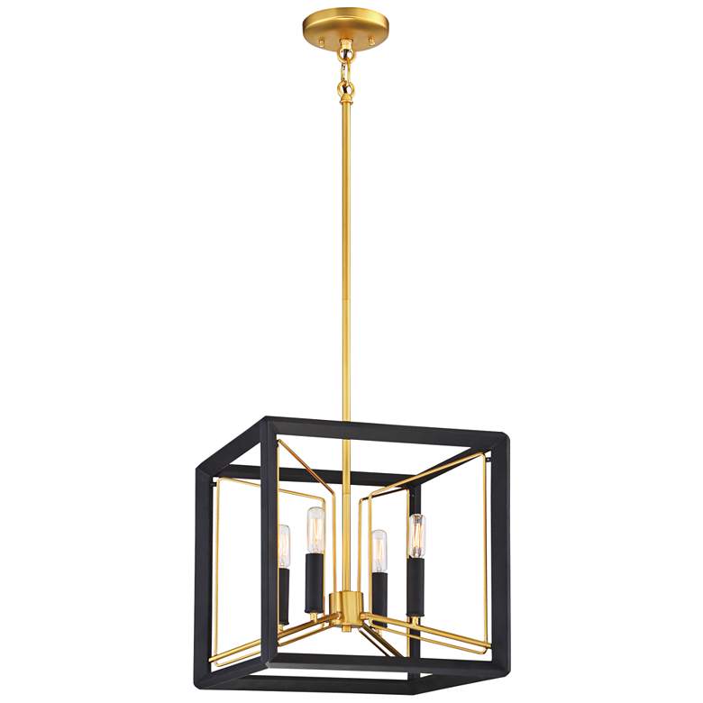 Image 2 Metropolitan Sable Point 14 1/4 inch Black and Gold 4-Light Cube Pendant