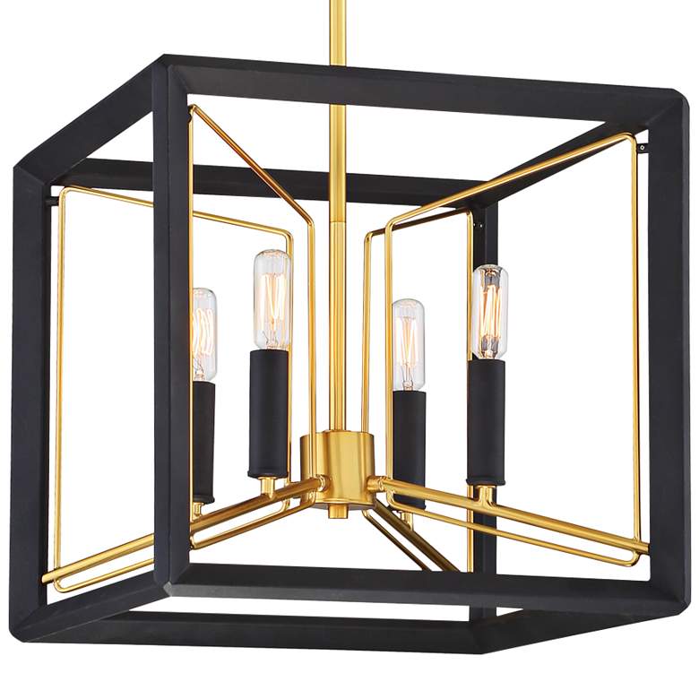 Image 3 Metropolitan Sable Point 14 1/4" Black and Gold 4-Light Cube Pendant more views