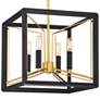 Metropolitan Sable Point 14 1/4" Black and Gold 4-Light Cube Pendant