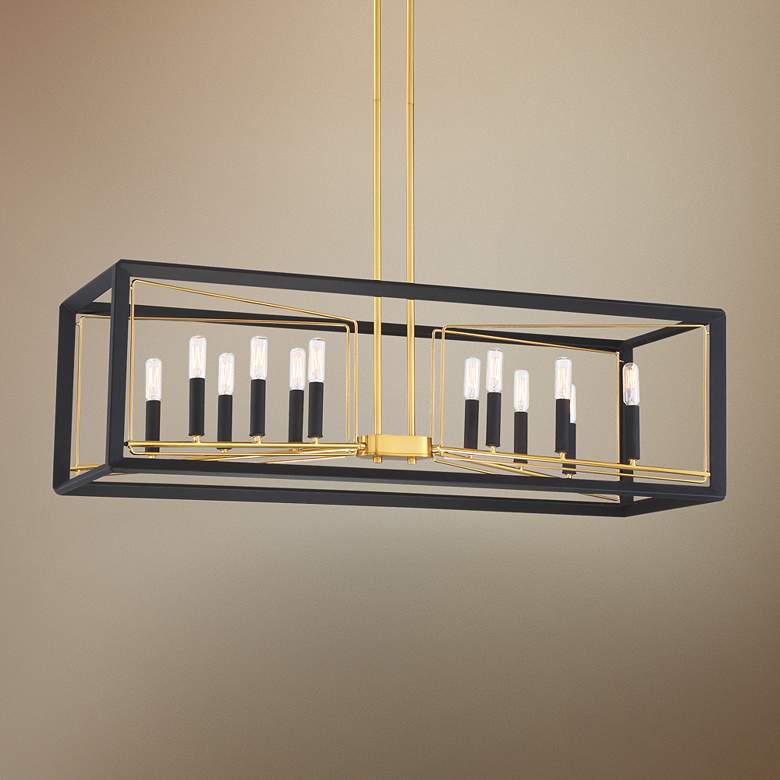 Image 1 Metropolitan Sable Point 38 1/4" Gold Linear Island Light Chandelier