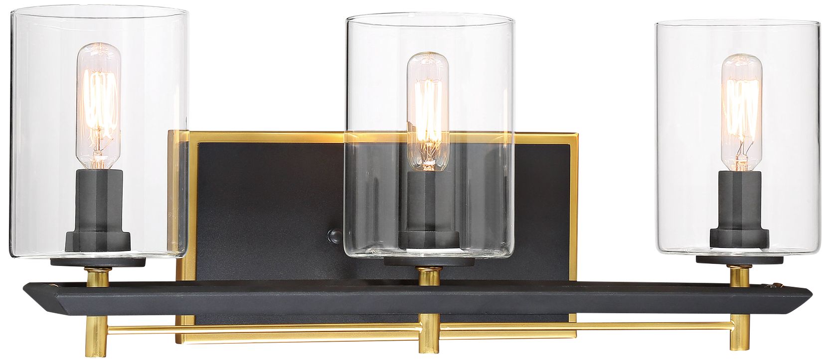 Image 2 Metropolitan Sable Point 3Light Black n Gold Vanity Light with Glass Shades