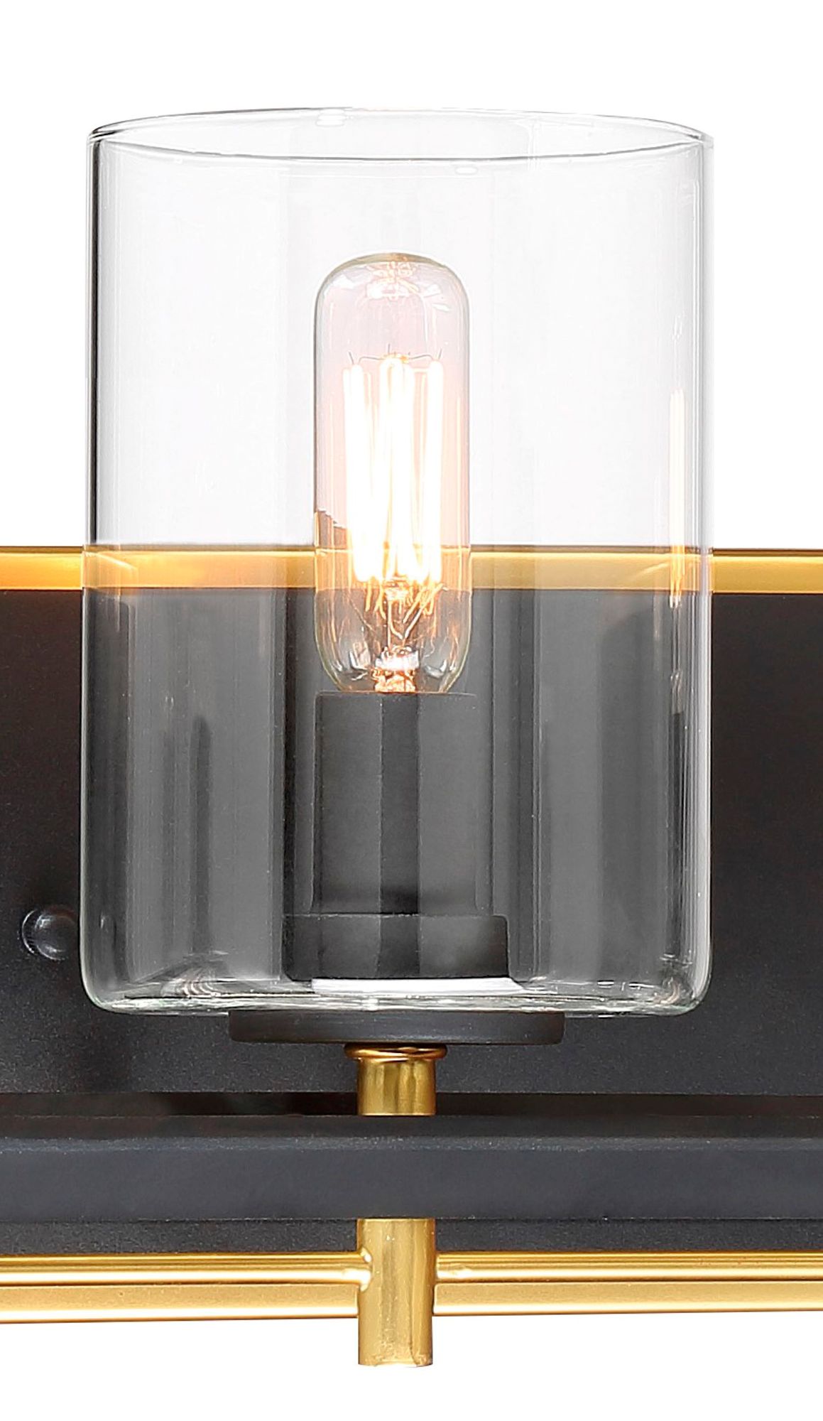 Image 3 Metropolitan Sable Point 3Light Black n Gold Vanity Light with Glass Shades more views