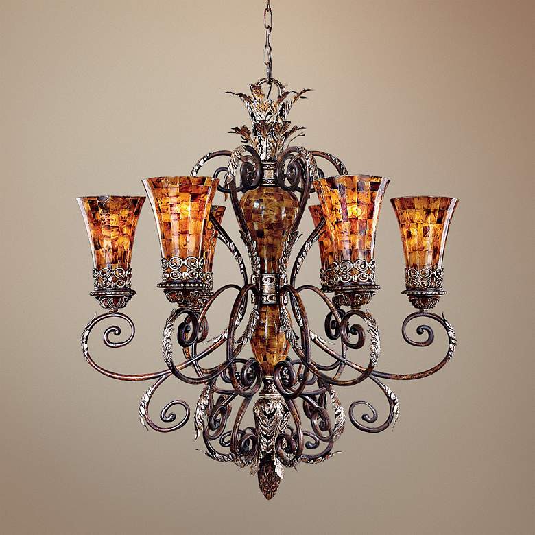 Image 1 Metropolitan Salamanca Pen Shell Mosaic 7-Light Chandelier