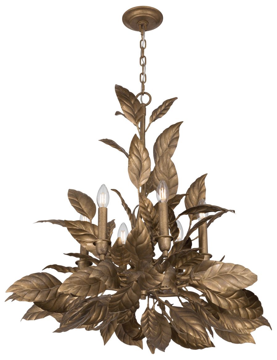 Image 3 Metropolitan Seraphine 6-Light 28-in Weathered Gold Decorative Chandelier more views