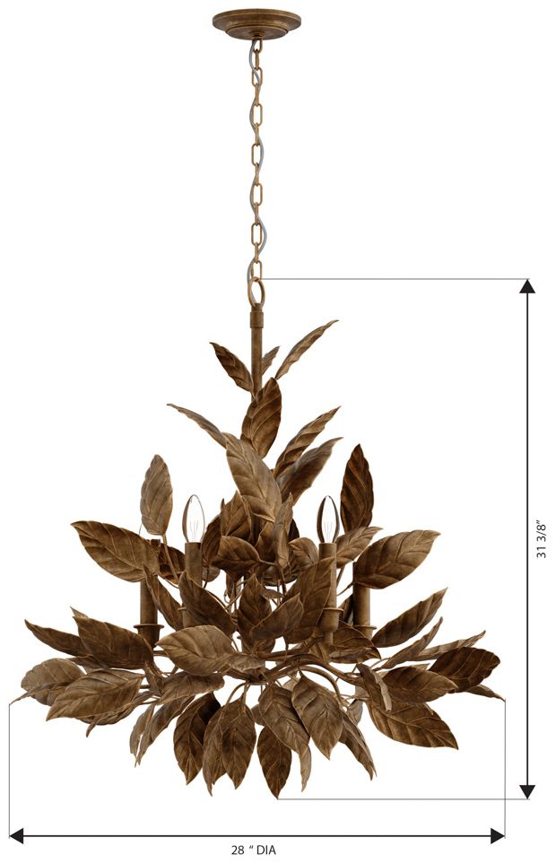 Metropolitan Seraphine 6-Light 28-in Weathered Gold Decorative Chandelier