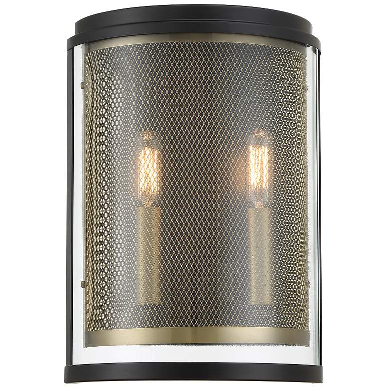 Image 1 Metropolitan Soho 2-Light 9.25-in Coal Black and Brass Indoor Wall Sconce