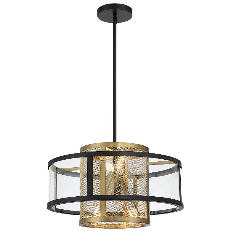 Image 1 Metropolitan Soho 4-Light 18-in Black and Brass Pendant to Semi-Flush