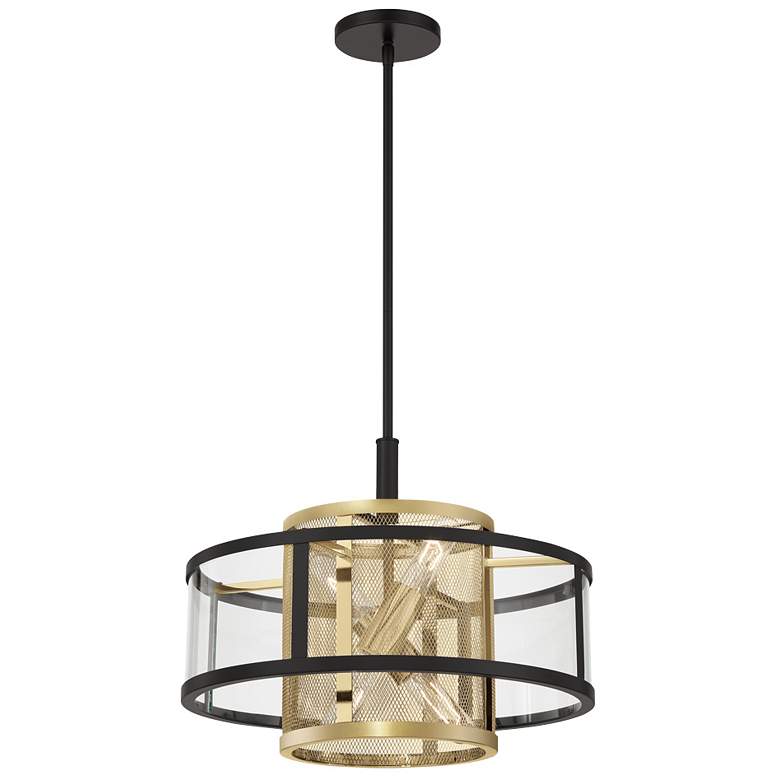 Image 1 Metropolitan Soho 4-Light 30-in Coal Black and Soft Brass Indoor Pendant