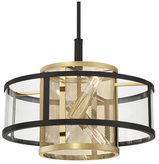 Image 2 Metropolitan Soho 4-Light 30-in Coal Black and Soft Brass Indoor Pendant more views