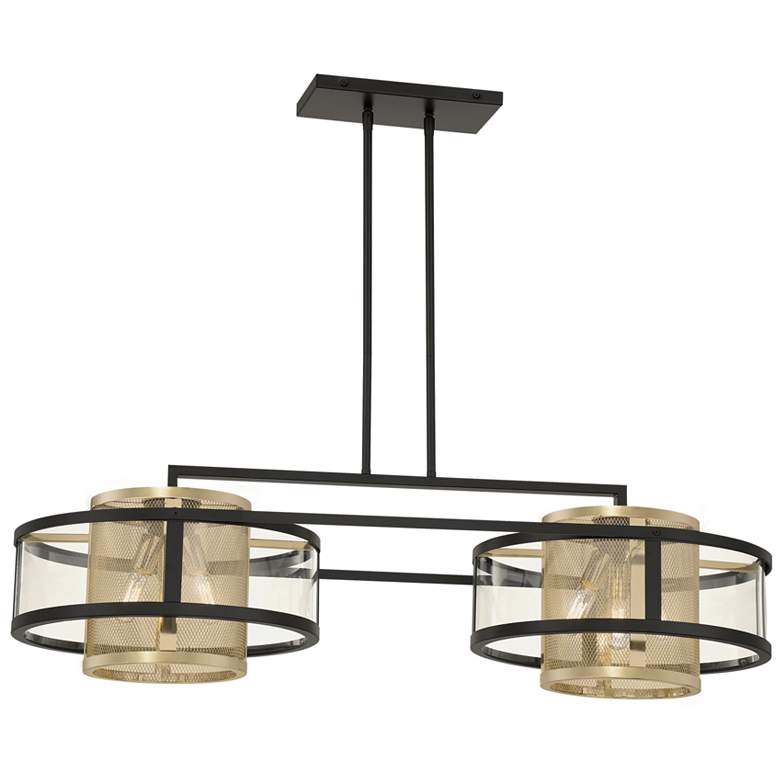 Image 1 Metropolitan Soho 6-Light 38.13-in Black and Brass Indoor Island Chandelier