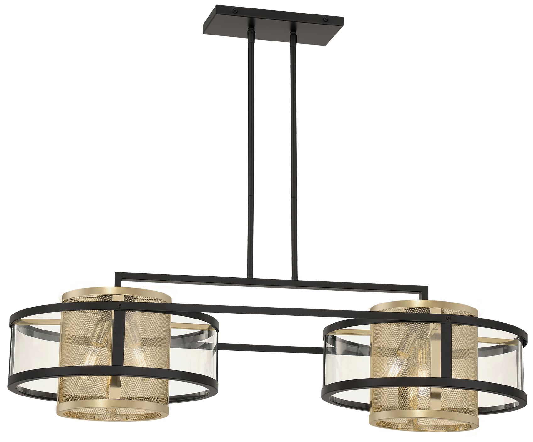 Metropolitan Soho 6-Light 38.13-in Black and Soft Brass Linear Chandelier