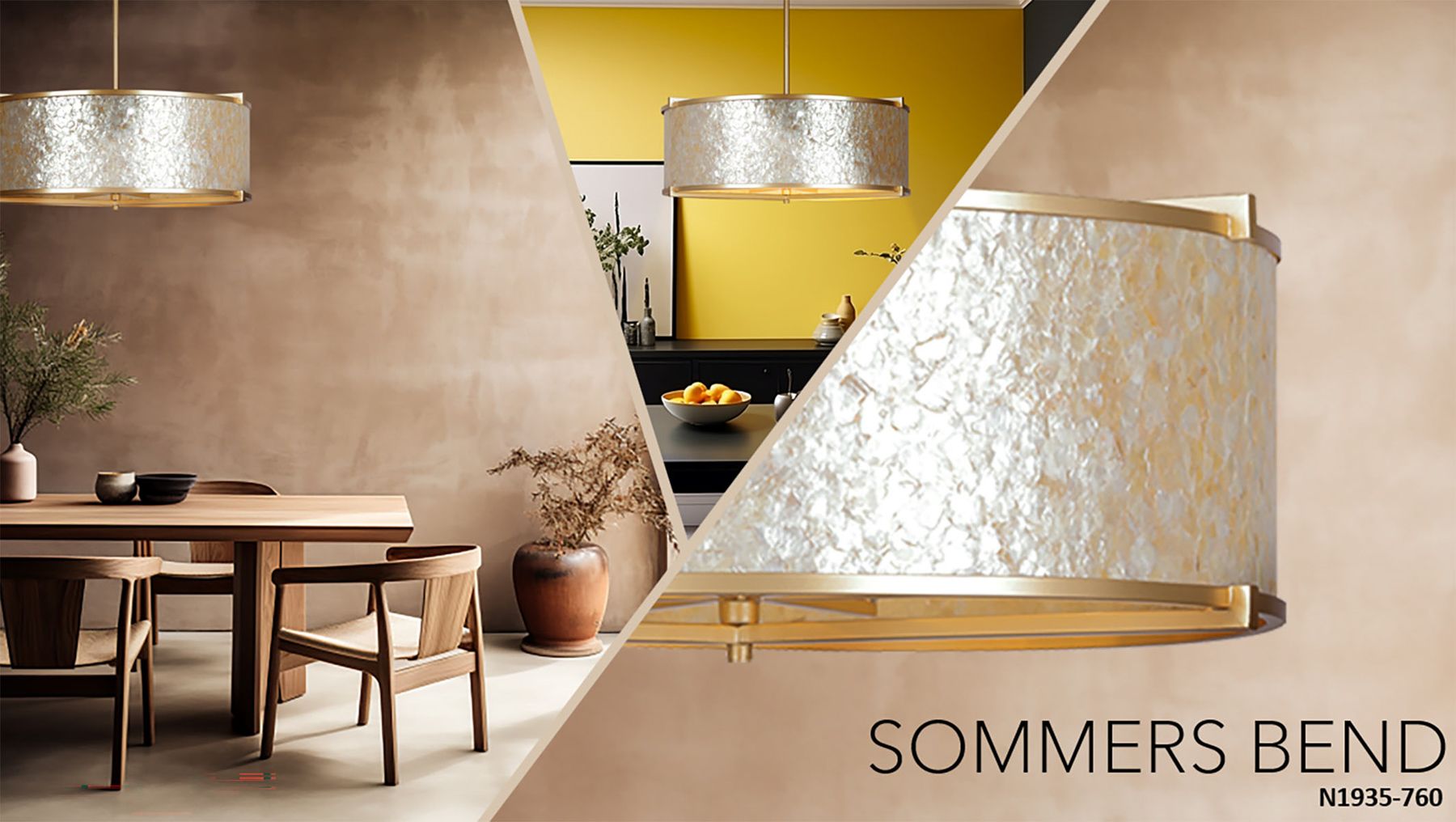 Metropolitan Sommers Bend 27" 6-Light Fawn Gold Capiz Shell Pendant