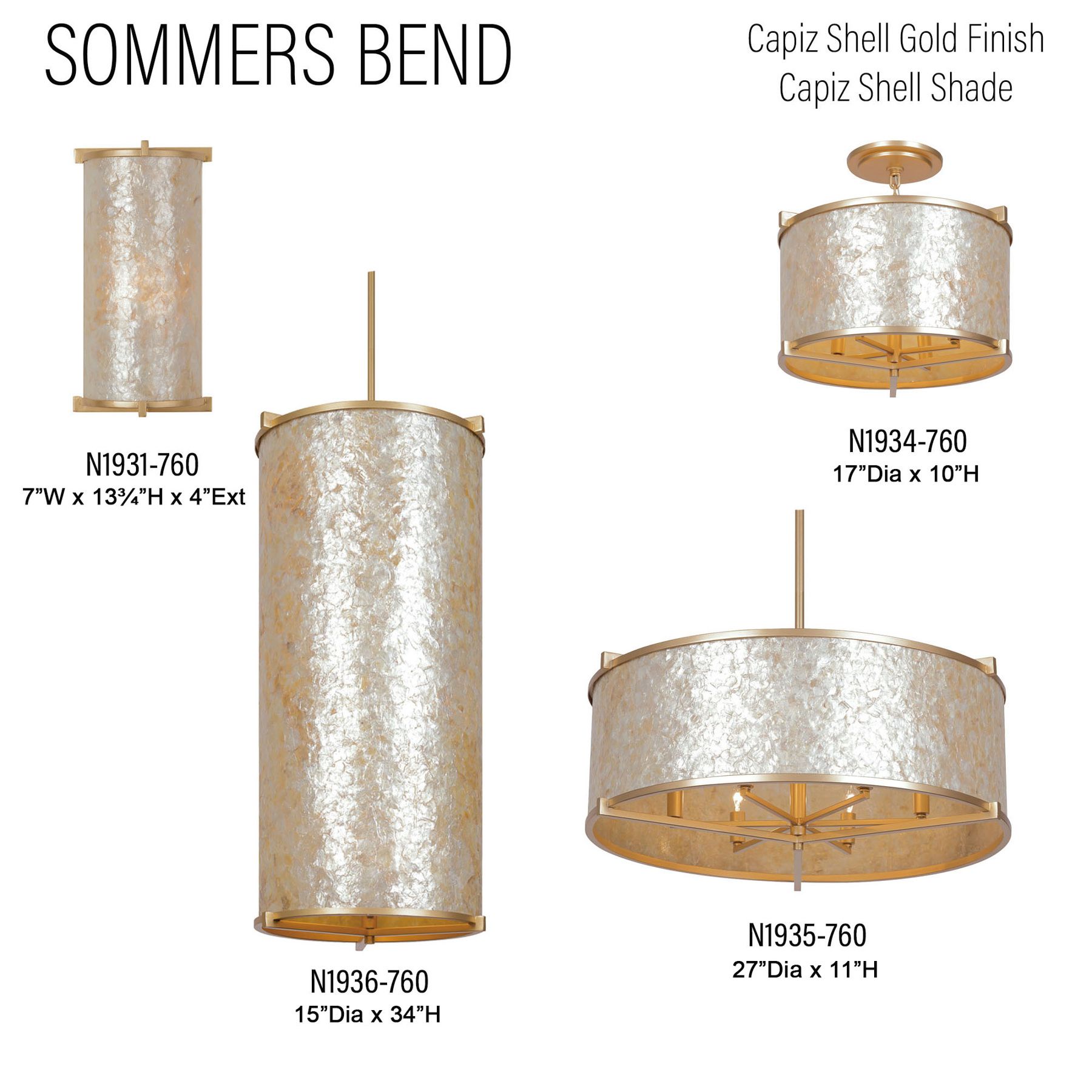 Metropolitan Sommers Bend 4-Light Fawn Gold 17-in Semi-Flush