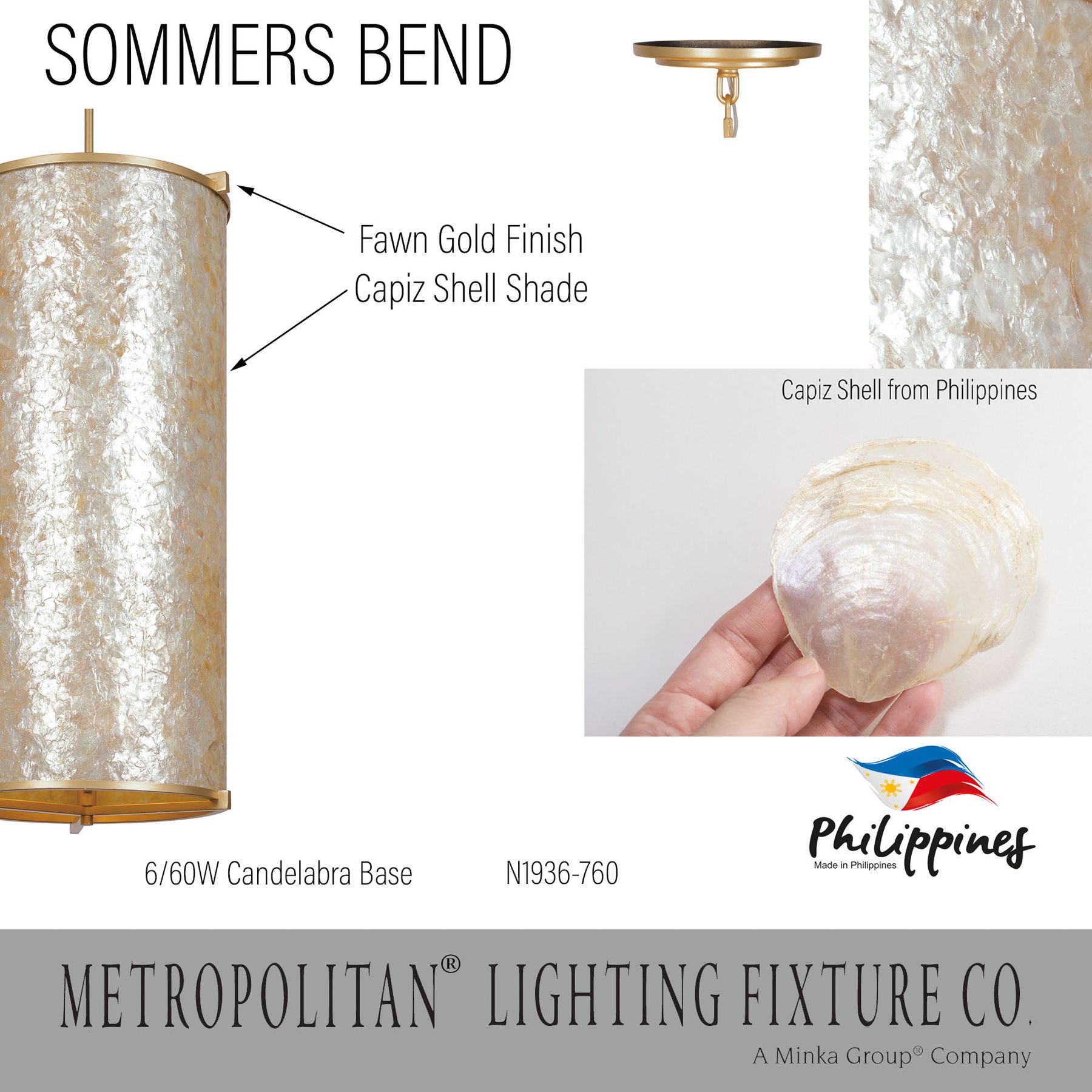 Image 5 Metropolitan Sommers Bend 6-Light Fawn Gold 15-in Foyer Pendant more views