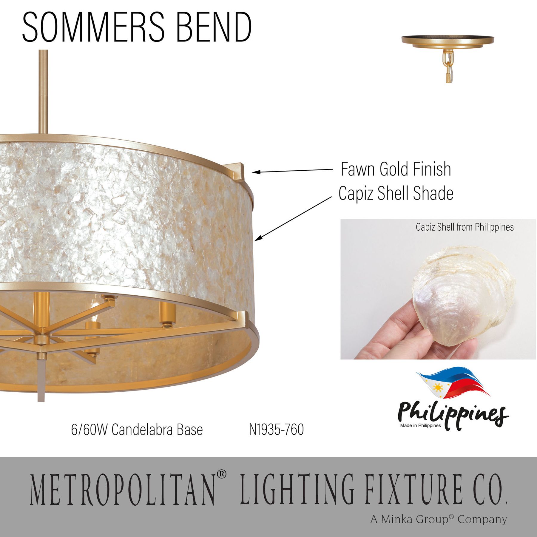 Image 6 Metropolitan Sommers Bend 6-Light Fawn Gold 27-in Pendant more views