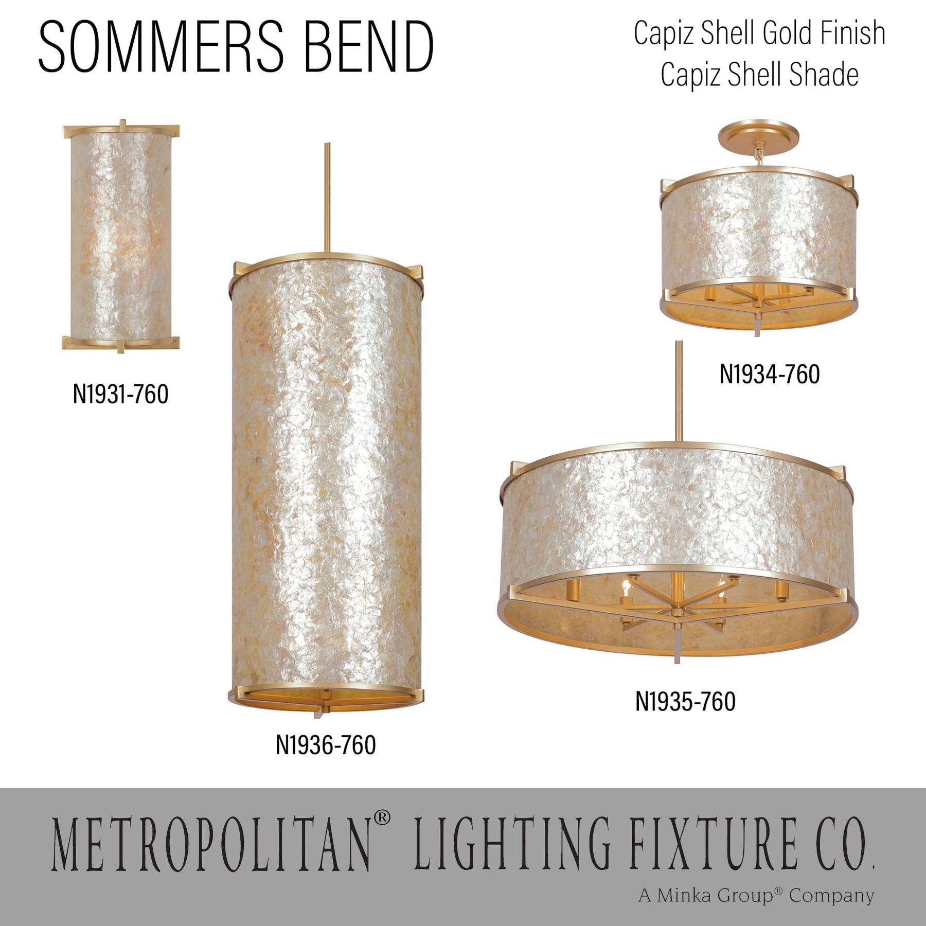 Metropolitan Sommers Bend 6-Light Fawn Gold 27-in Pendant