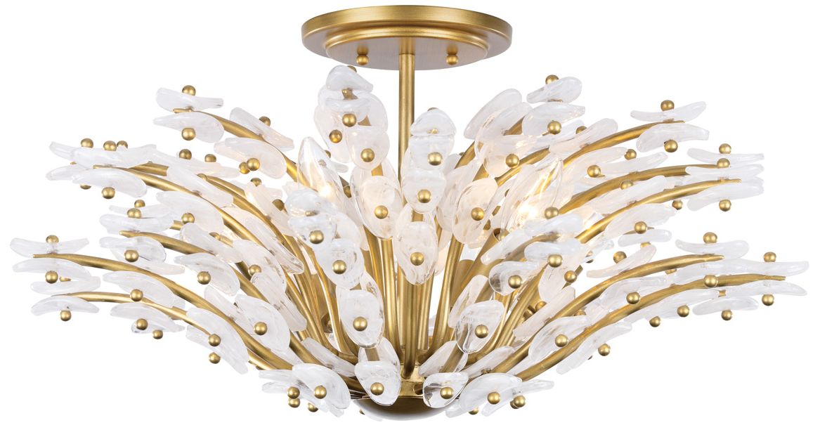 Metropolitan Sorra 6-Light 24-in Painted Legacy Brass Semi-Flush with Glass
