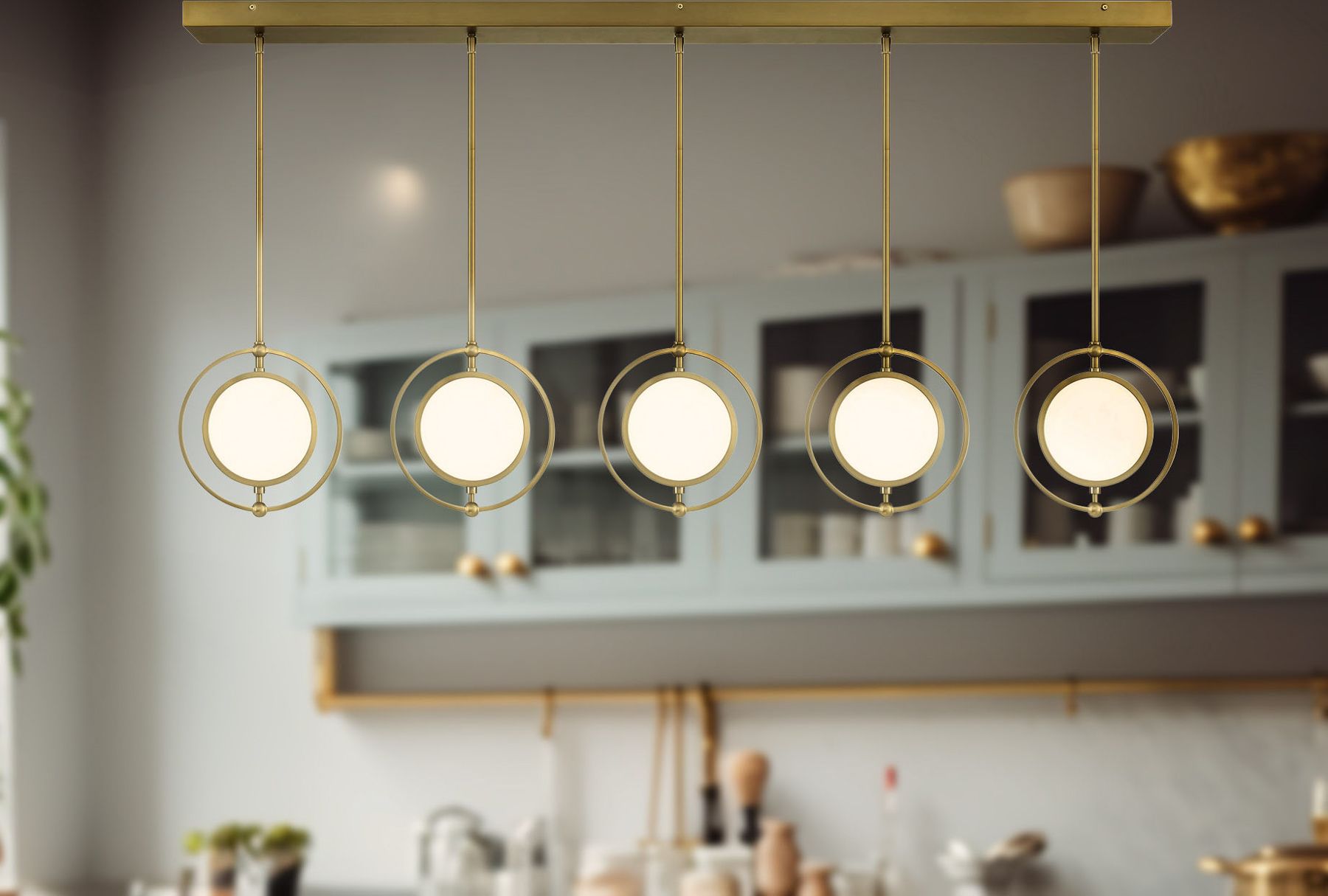 Metropolitan Spectr LED 5-Light Soft Brass Island Chandelier