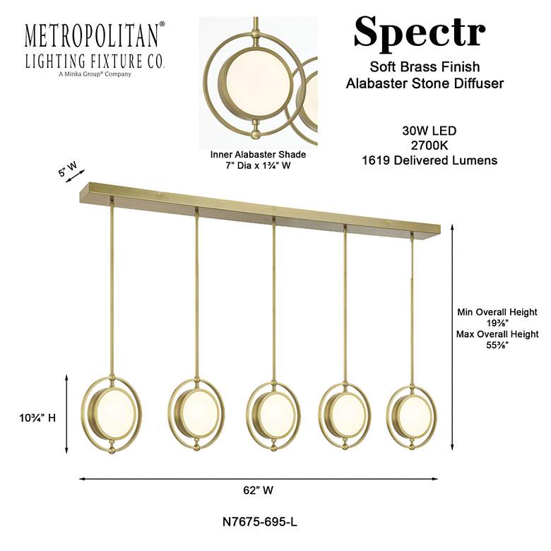 Image 7 Metropolitan Spectr LED 5-Light Soft Brass Island Chandelier more views