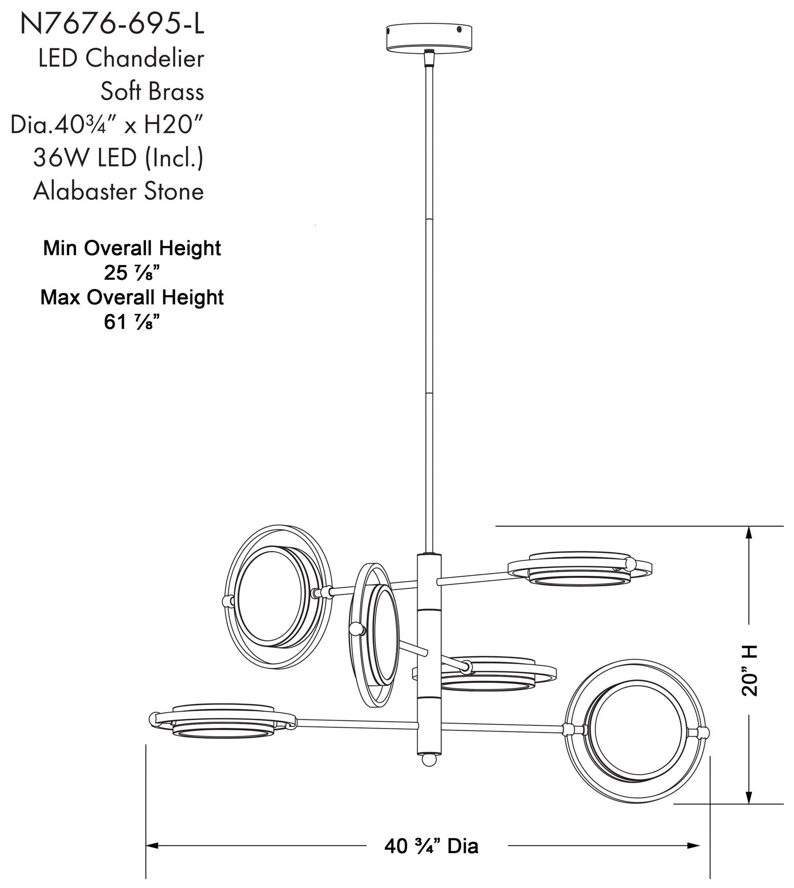 Metropolitan Spectr LED 6-Light Soft Brass Chandelier