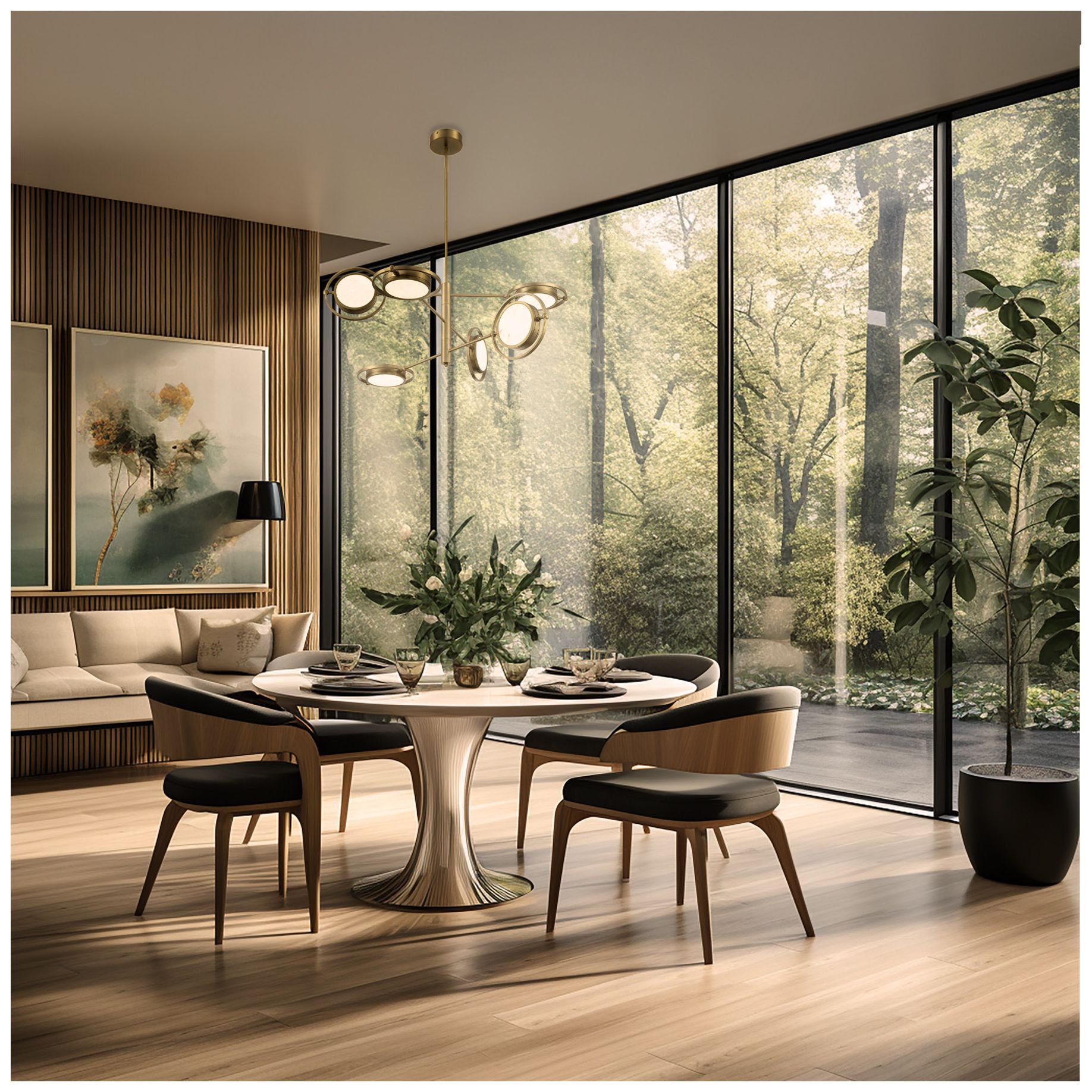 Metropolitan Spectr LED 6-Light Soft Brass Chandelier
