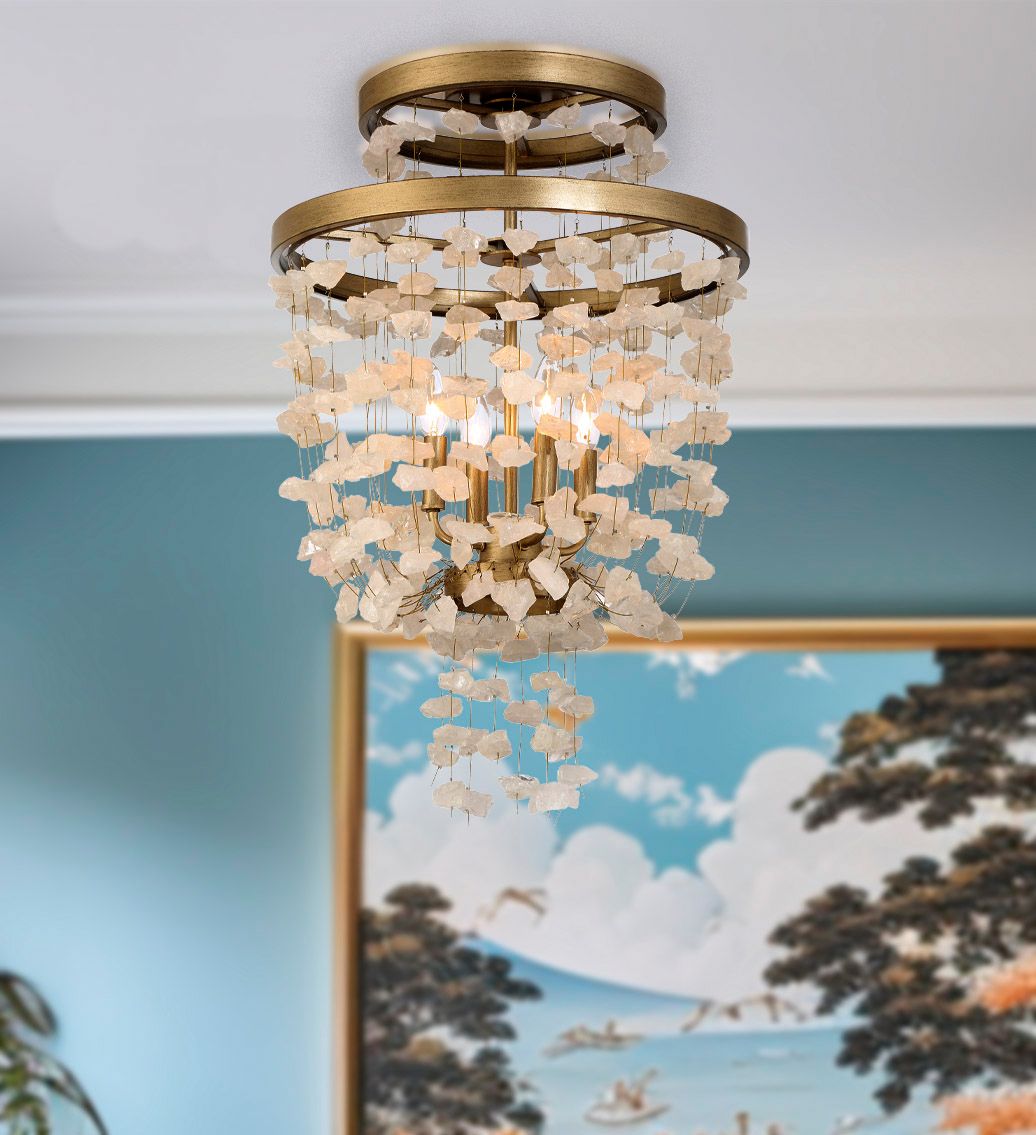 Metropolitan Stonybrook 4-Light Harvest Gold Pendant Semi Flush in scene